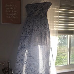 Blue strapless maxi dress